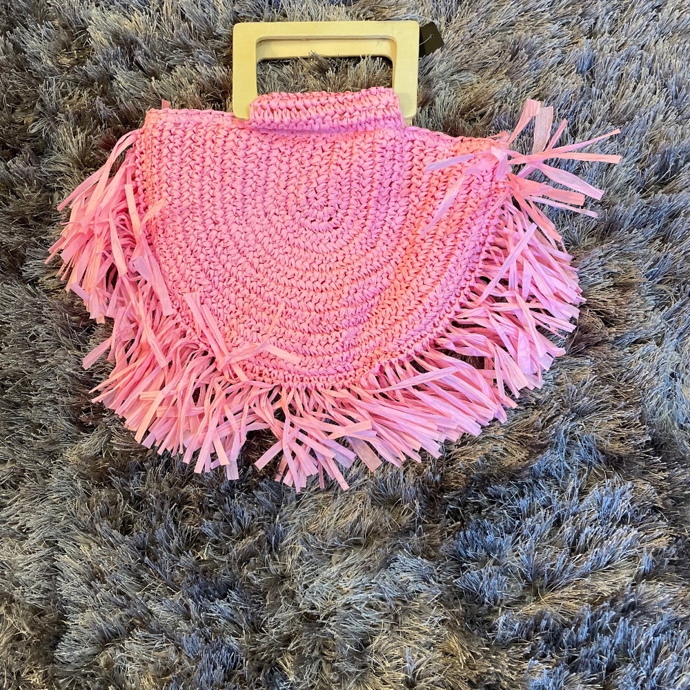 Pink wicker bag